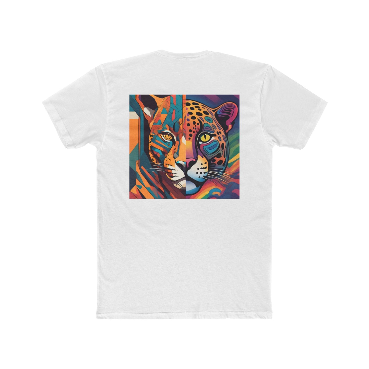 Leopard Print Unisex Cotton Crew Tee, Colorful Statement Tee for Casual Outings, Vibrant Graphic Tee, Unique Fashion Gift, Creative Style