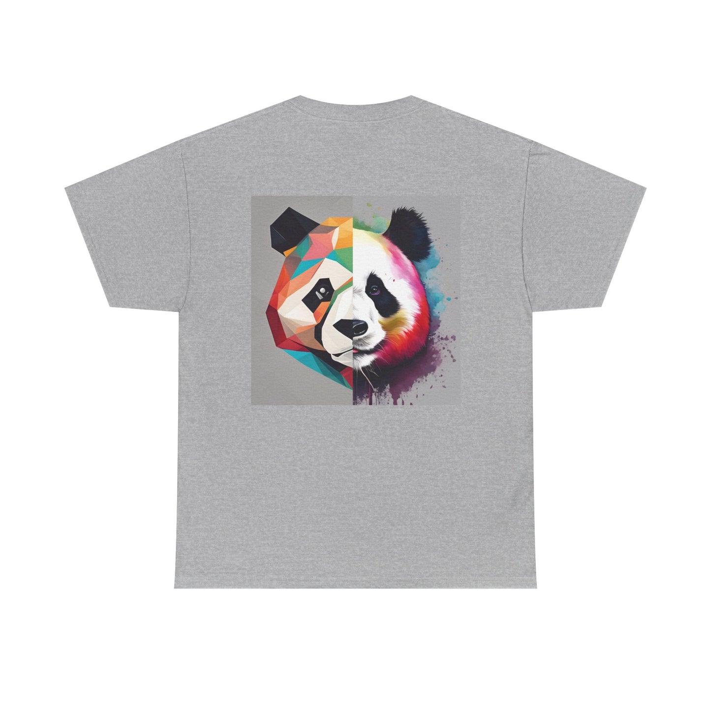 Colorful Panda Unisex Heavy Cotton Tee | Cute Animal Graphic Shirt, Casual Wear, Gift for Animal Lovers, Unique Trendy Top