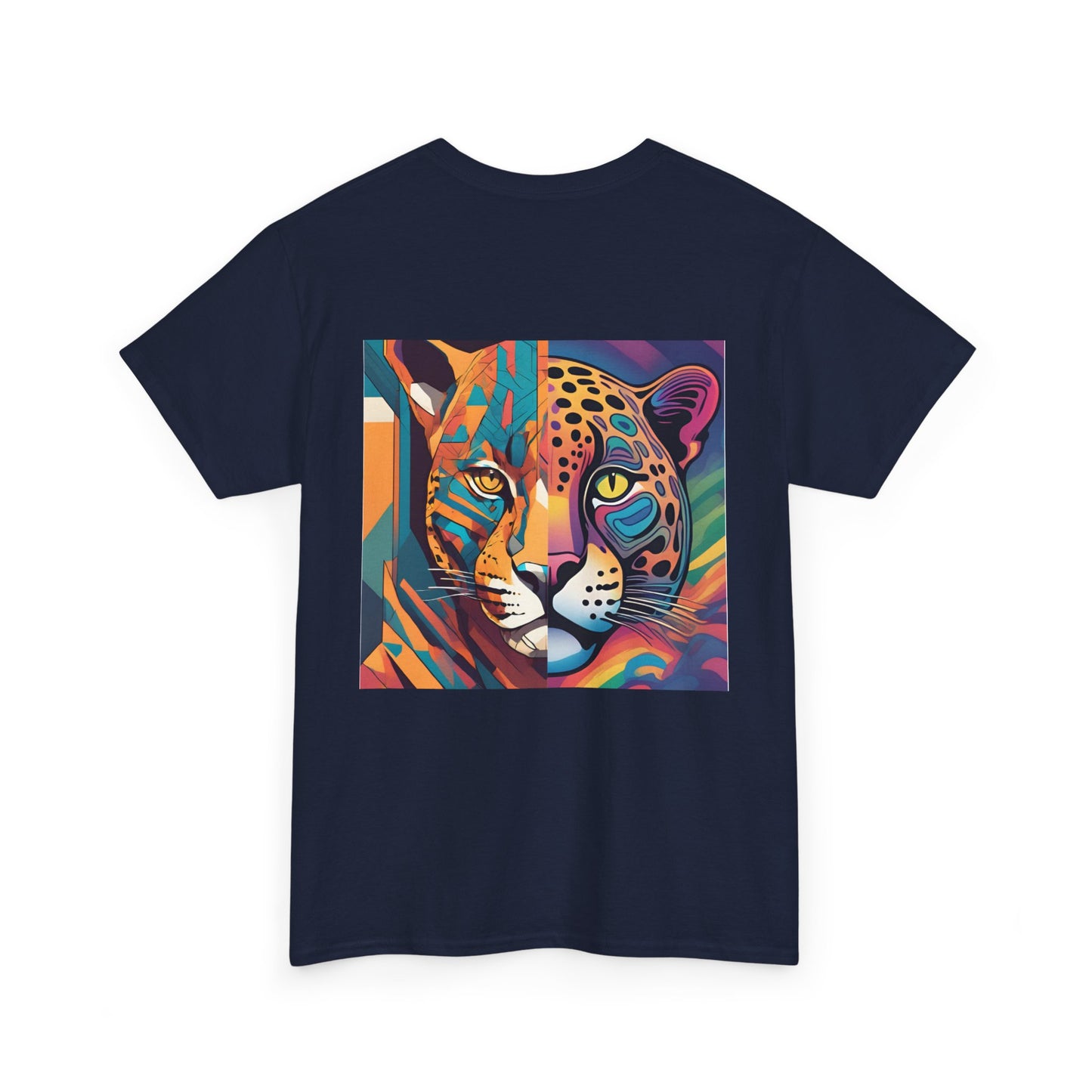 Leopard Print Unisex Cotton Crew Tee, Colorful Statement Tee for Casual Outings, Vibrant Graphic Tee, Unique Fashion Gift, Creative Style