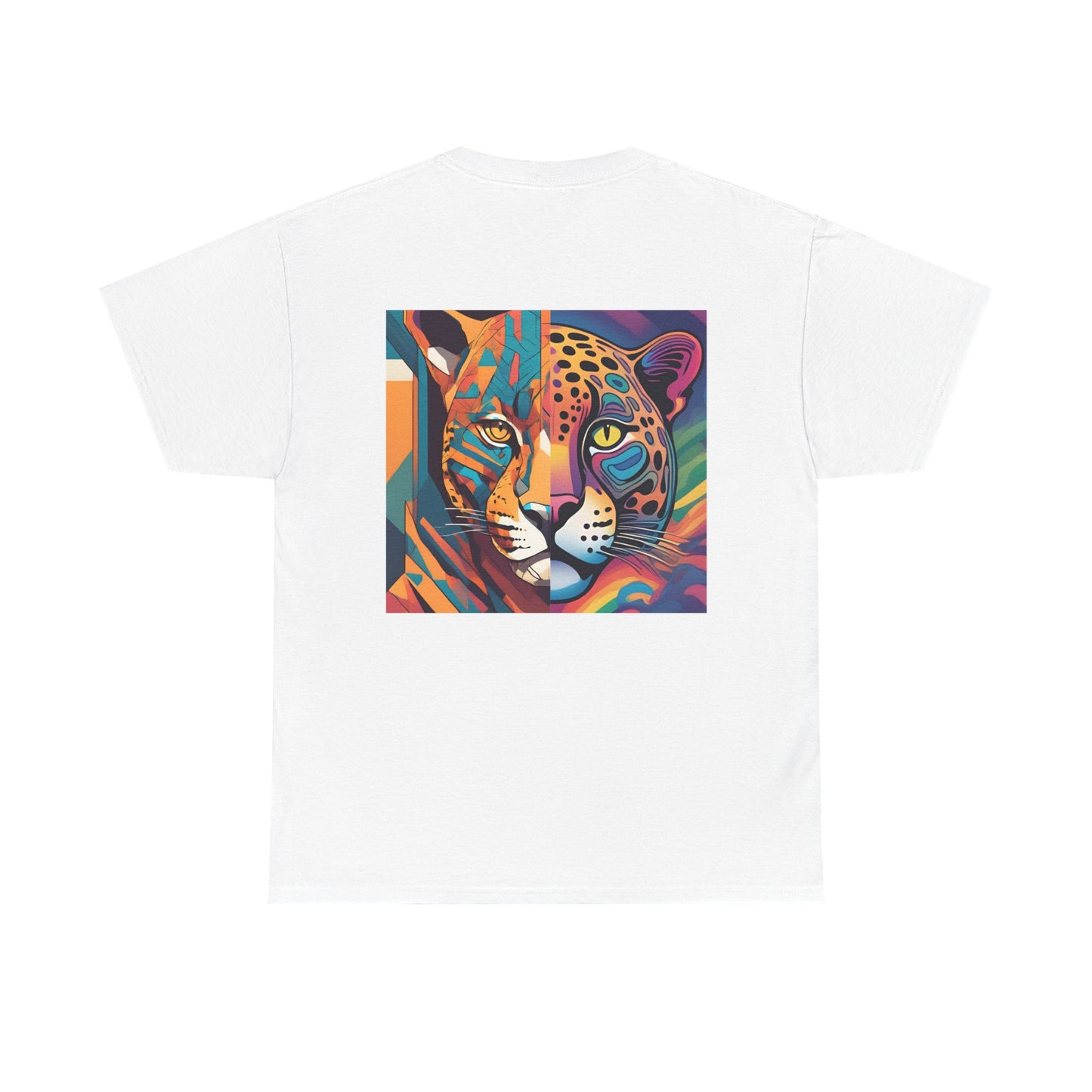 Leopard Print Unisex Cotton Crew Tee, Colorful Statement Tee for Casual Outings, Vibrant Graphic Tee, Unique Fashion Gift, Creative Style