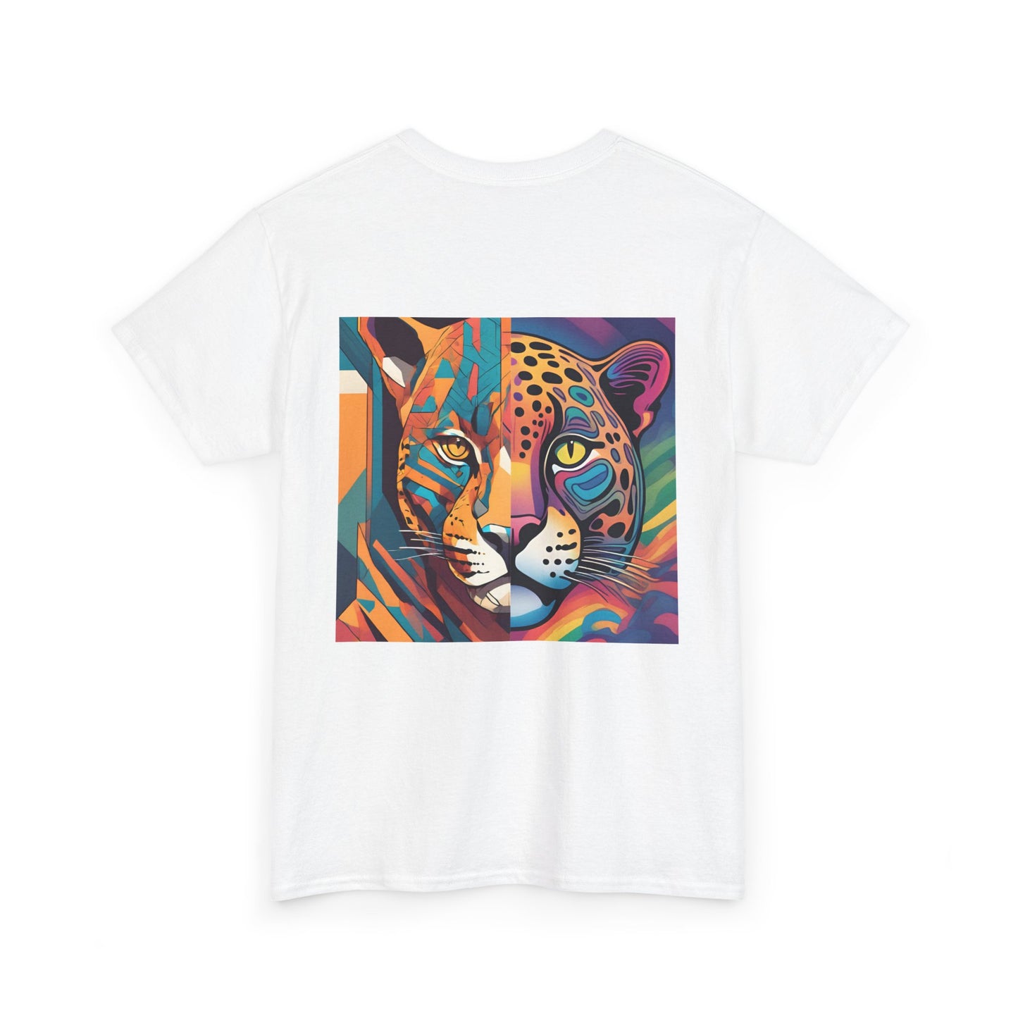 Leopard Print Unisex Cotton Crew Tee, Colorful Statement Tee for Casual Outings, Vibrant Graphic Tee, Unique Fashion Gift, Creative Style