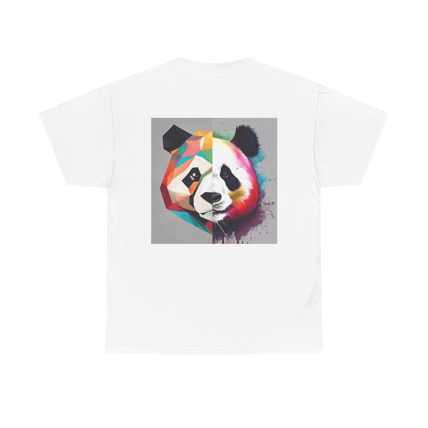 Colorful Panda Unisex Heavy Cotton Tee | Cute Animal Graphic Shirt, Casual Wear, Gift for Animal Lovers, Unique Trendy Top