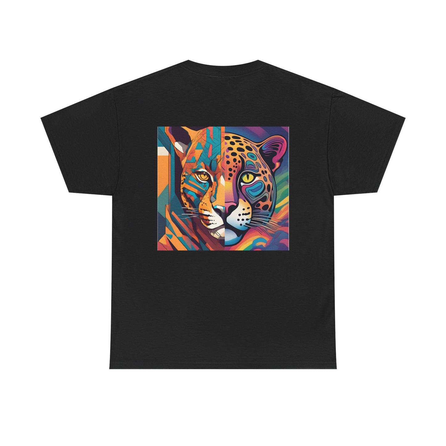 Leopard Print Unisex Cotton Crew Tee, Colorful Statement Tee for Casual Outings, Vibrant Graphic Tee, Unique Fashion Gift, Creative Style