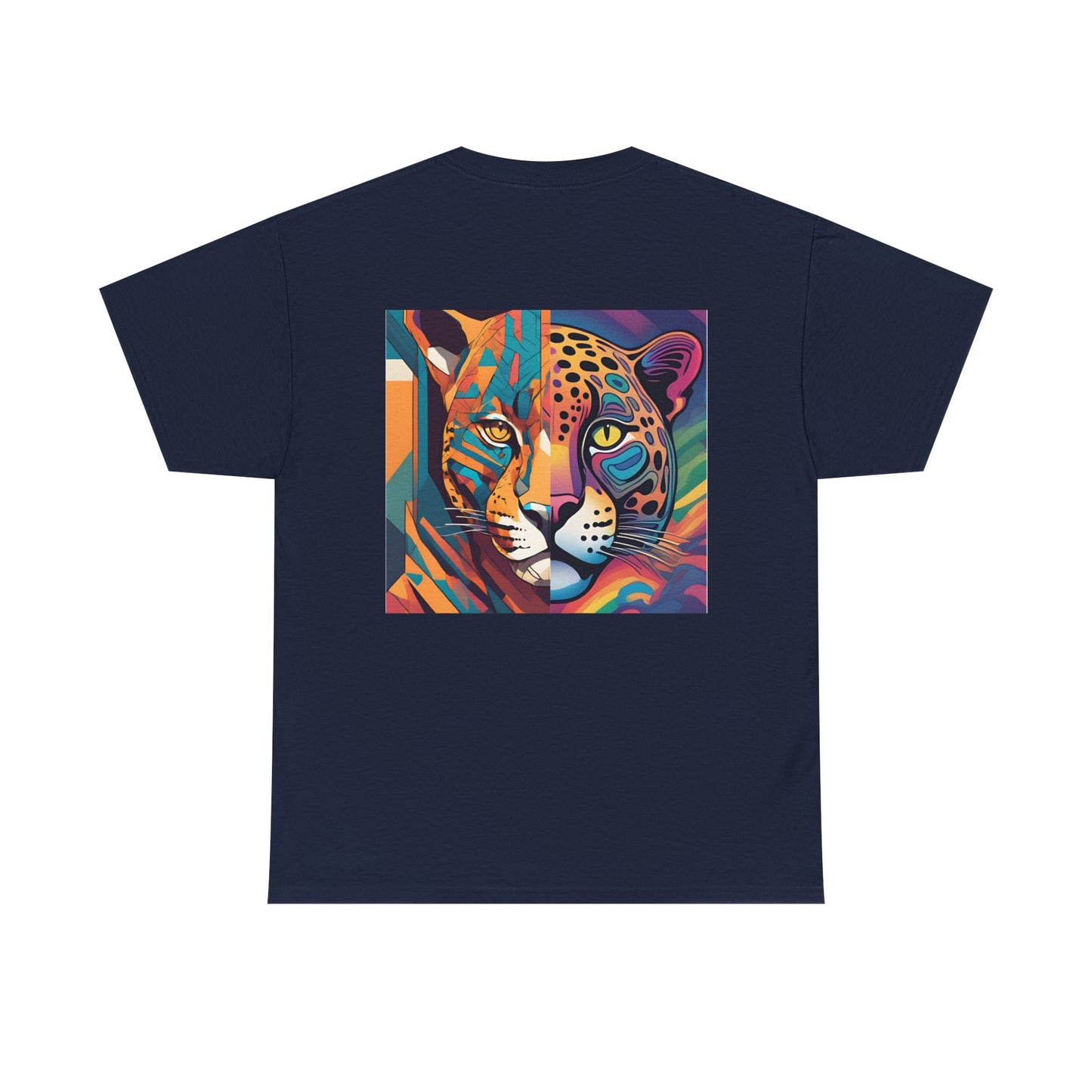 Leopard Print Unisex Cotton Crew Tee, Colorful Statement Tee for Casual Outings, Vibrant Graphic Tee, Unique Fashion Gift, Creative Style
