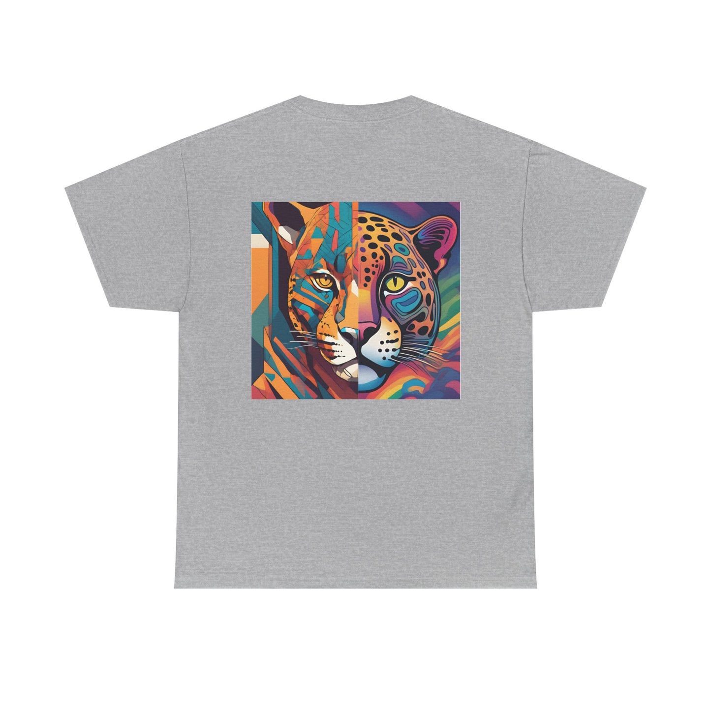 Leopard Print Unisex Cotton Crew Tee, Colorful Statement Tee for Casual Outings, Vibrant Graphic Tee, Unique Fashion Gift, Creative Style