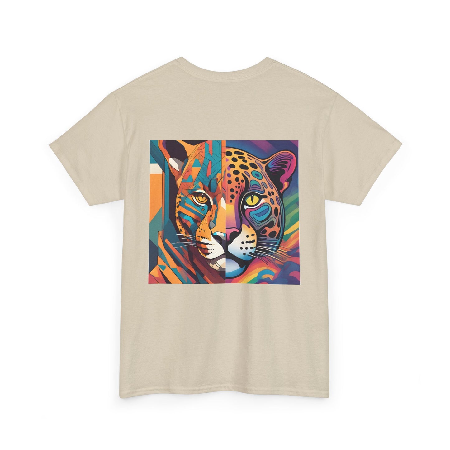 Leopard Print Unisex Cotton Crew Tee, Colorful Statement Tee for Casual Outings, Vibrant Graphic Tee, Unique Fashion Gift, Creative Style