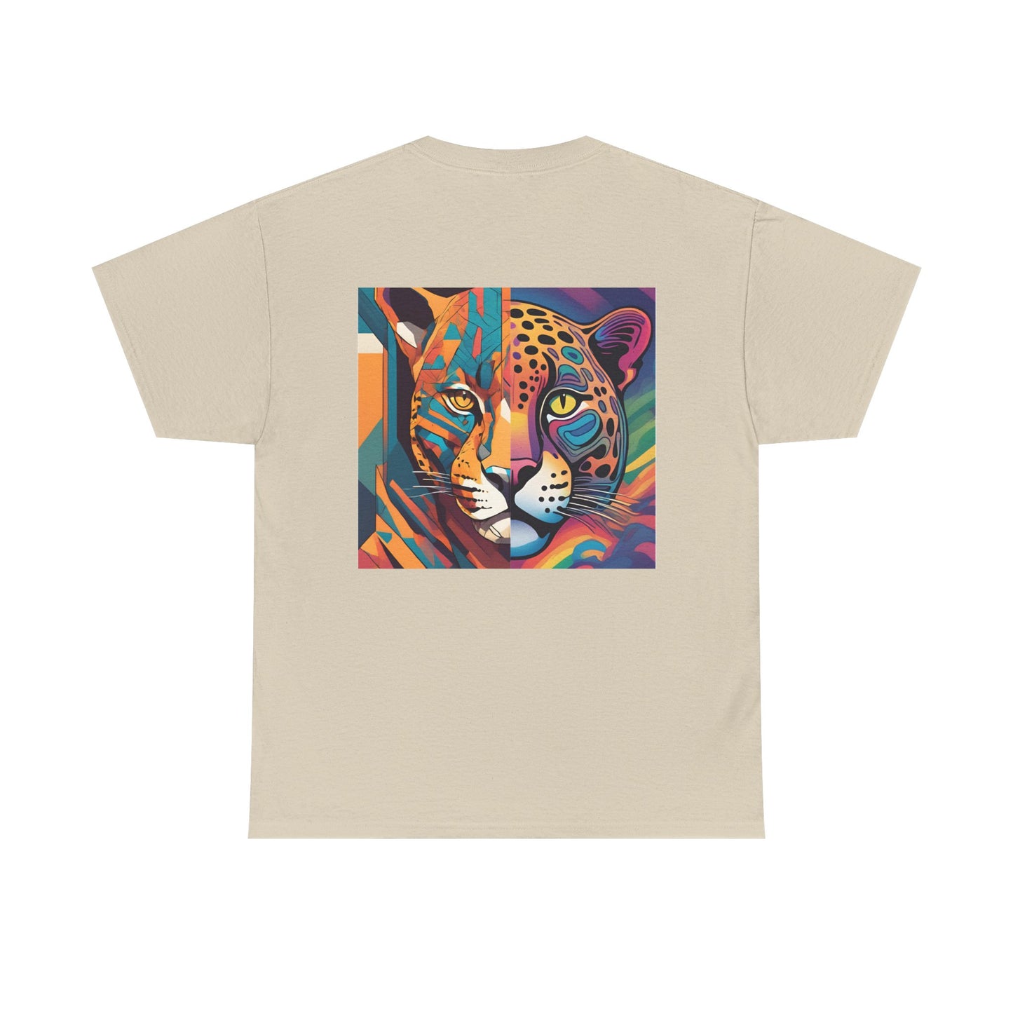 Leopard Print Unisex Cotton Crew Tee, Colorful Statement Tee for Casual Outings, Vibrant Graphic Tee, Unique Fashion Gift, Creative Style