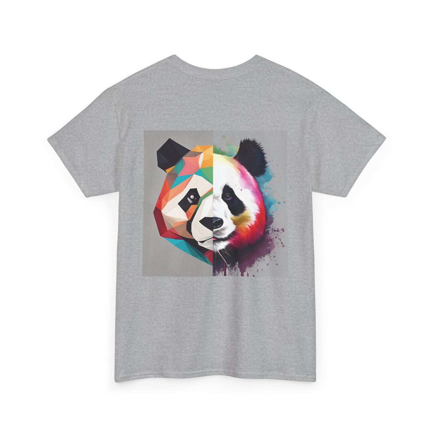Colorful Panda Unisex Heavy Cotton Tee | Cute Animal Graphic Shirt, Casual Wear, Gift for Animal Lovers, Unique Trendy Top