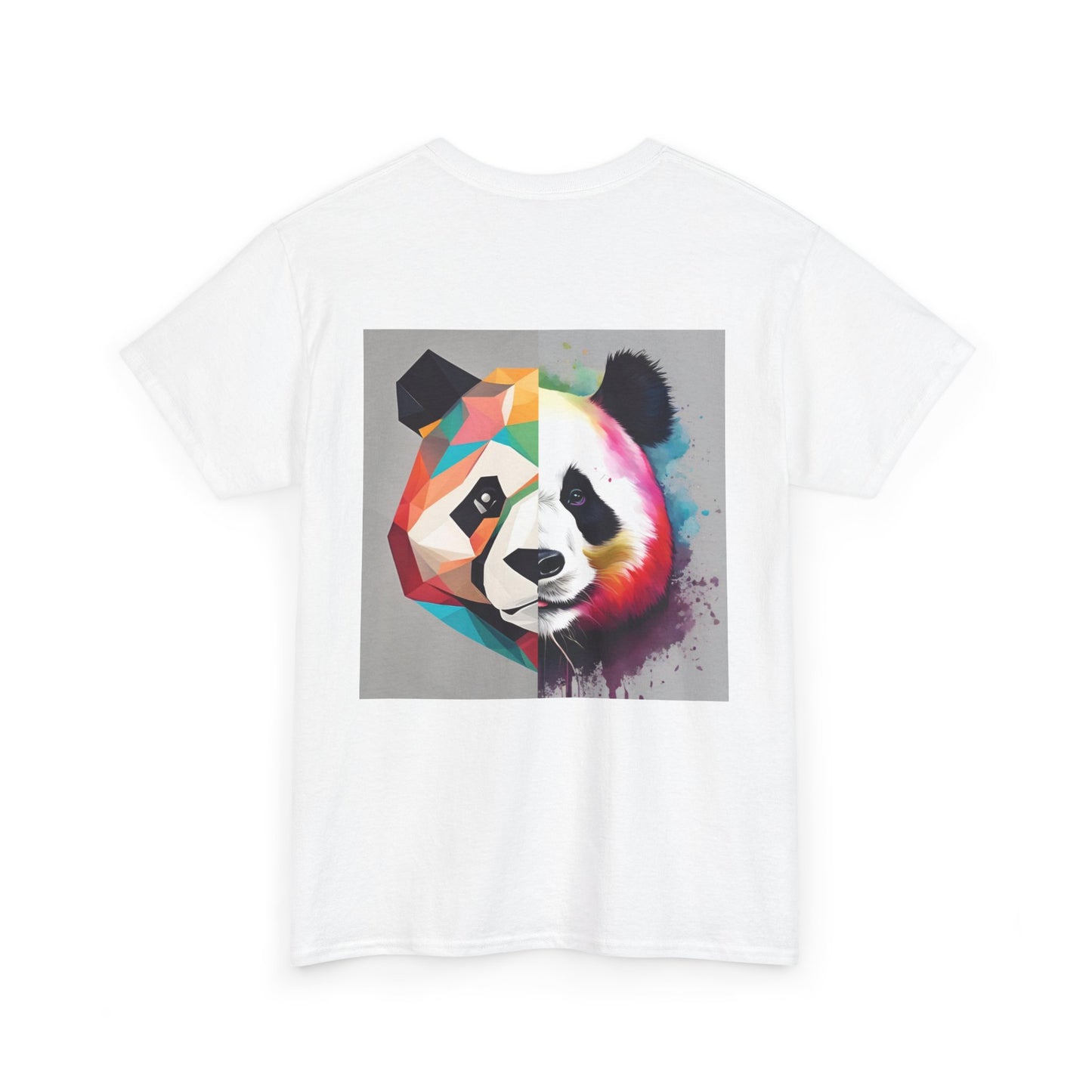 Colorful Panda Unisex Heavy Cotton Tee | Cute Animal Graphic Shirt, Casual Wear, Gift for Animal Lovers, Unique Trendy Top