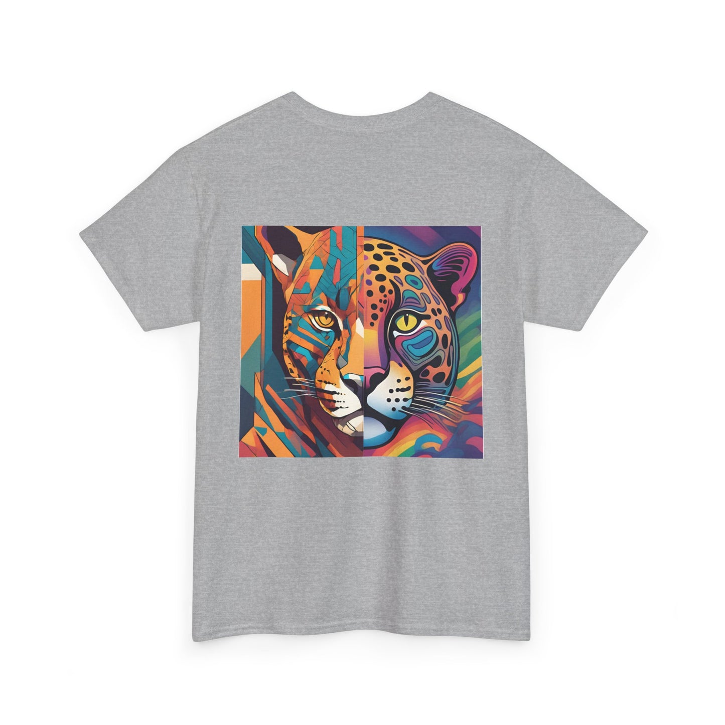 Leopard Print Unisex Cotton Crew Tee, Colorful Statement Tee for Casual Outings, Vibrant Graphic Tee, Unique Fashion Gift, Creative Style