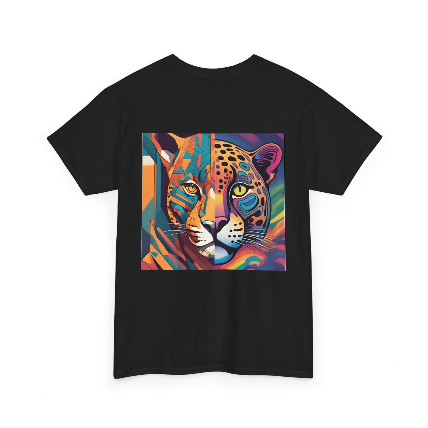Leopard Print Unisex Cotton Crew Tee, Colorful Statement Tee for Casual Outings, Vibrant Graphic Tee, Unique Fashion Gift, Creative Style