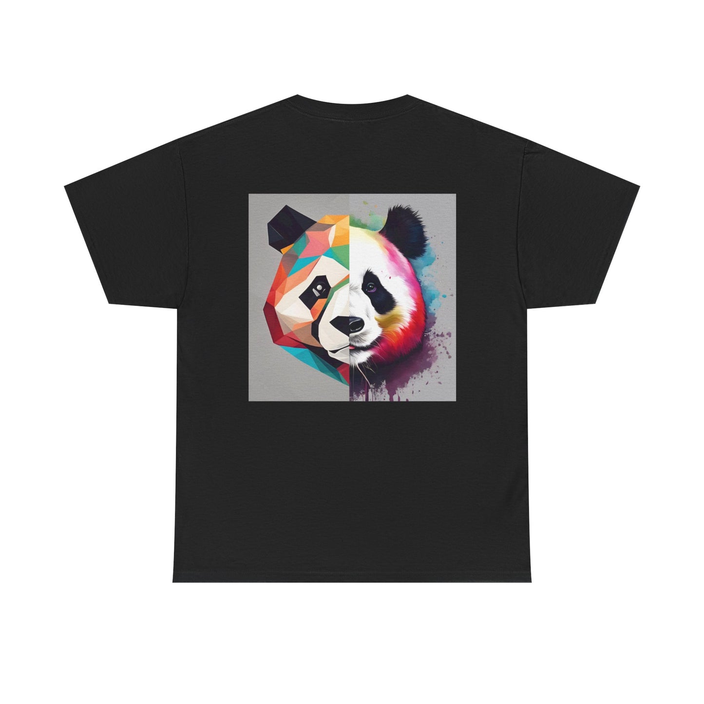 Colorful Panda Unisex Heavy Cotton Tee | Cute Animal Graphic Shirt, Casual Wear, Gift for Animal Lovers, Unique Trendy Top
