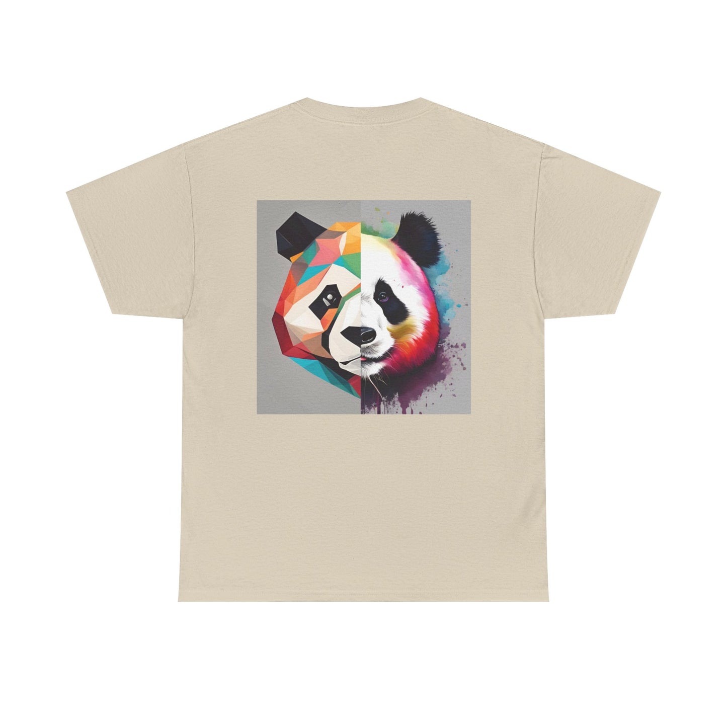 Colorful Panda Unisex Heavy Cotton Tee | Cute Animal Graphic Shirt, Casual Wear, Gift for Animal Lovers, Unique Trendy Top