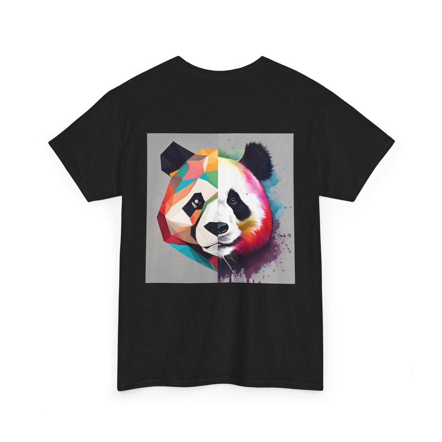Colorful Panda Unisex Heavy Cotton Tee | Cute Animal Graphic Shirt, Casual Wear, Gift for Animal Lovers, Unique Trendy Top